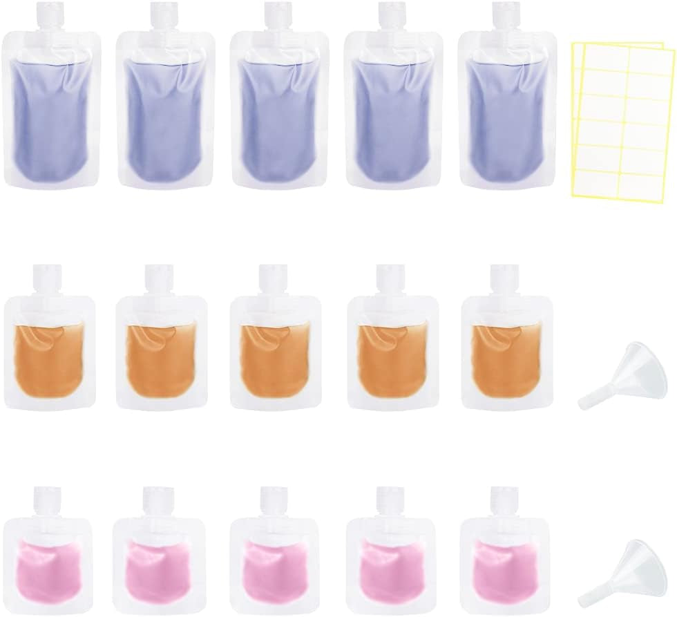 15 Pcs Travel Bottles for Toiletries, 30Ml/50Ml/100Ml Travel Containers for Toiletries, Refillable Travel Bottles with Labels, Liquid Travel Pouches Leakproof for Creams,Cosmetics,Shampoo